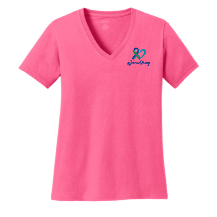 LPC54V Port & Co® Women's Core Cotton V-Neck Tee - Neon Pink
